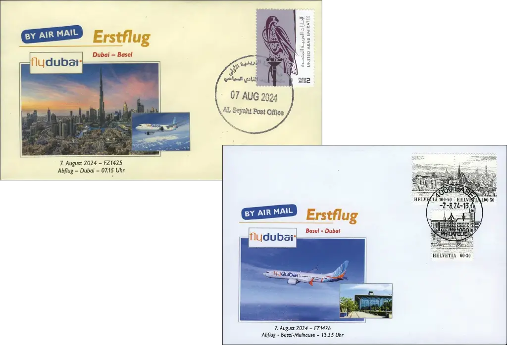 2024, Hin- und Rückflug, Erstflug "FLYDUBAI", Dubai-Basel