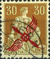 30 Rp. Helvetia mit Schwert, hellbraun-grün 