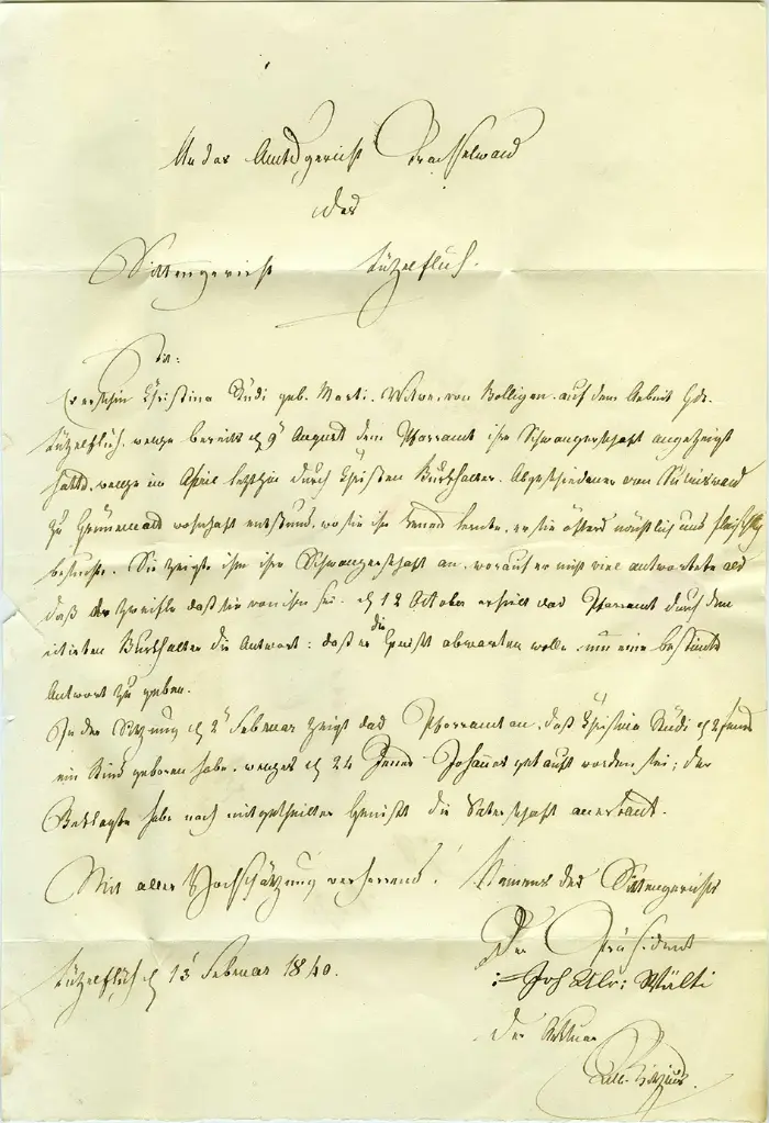 1840 (13. Februar), eigenhändiger Faltbrief Jeremias Gotthelf  