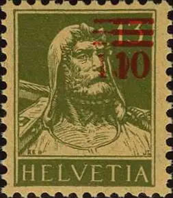 10-13 Rp. grünoliv, "Doppelter Aufdruck nebeneinander wie 110" 