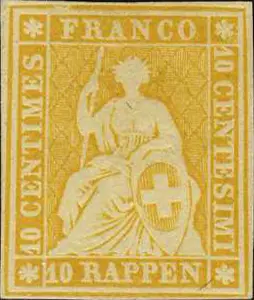 10 Rp. gelblichorange, 2.Berner Druckprobe