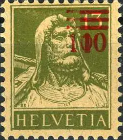 10-13 Rp. grünoliv, "Doppelter Aufdruck nebeneinander wie 110" 