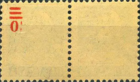 10-13 Rp. grünoliv, "Rückseitiger Aufdruck auf die Gummierung "           