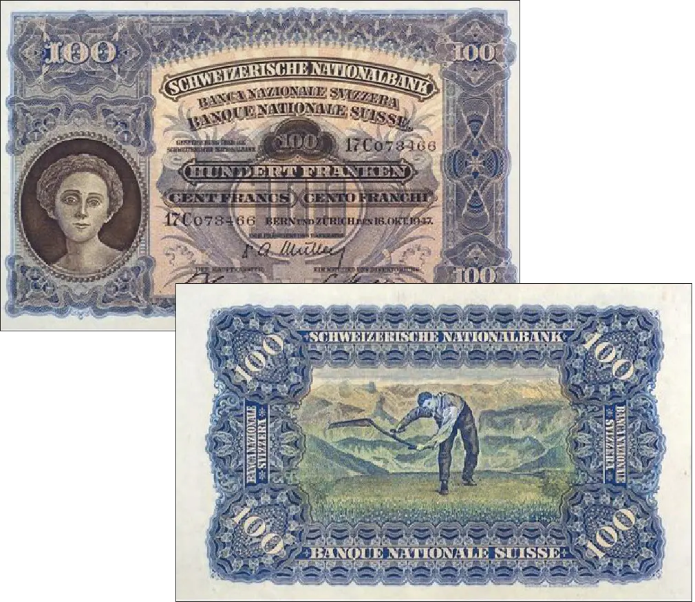 100 Franken Banknote Schweiz, 2. Emission (1910-1949)  