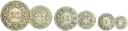1850, Set der ersten Bundesmünzen 5 Rp., 10Rp. und 20 Rp.