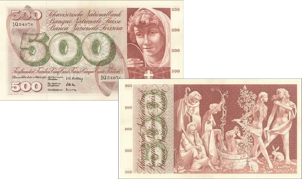 500 Franken Banknote Schweiz, 5. Emission (1957-1974)