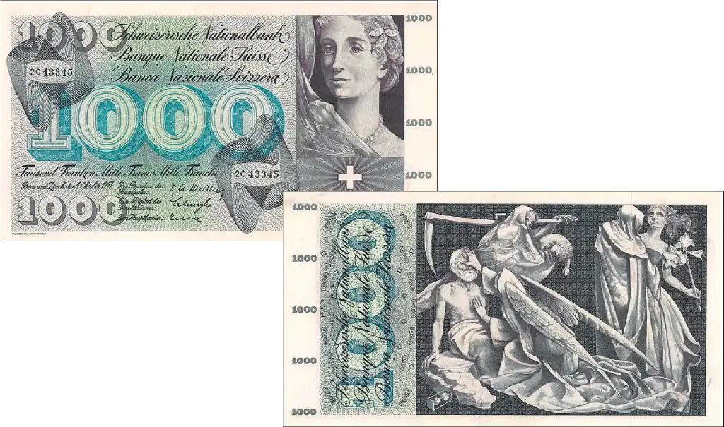 1000 Franken Banknote Schweiz, 5. Emission (1954-1974)
