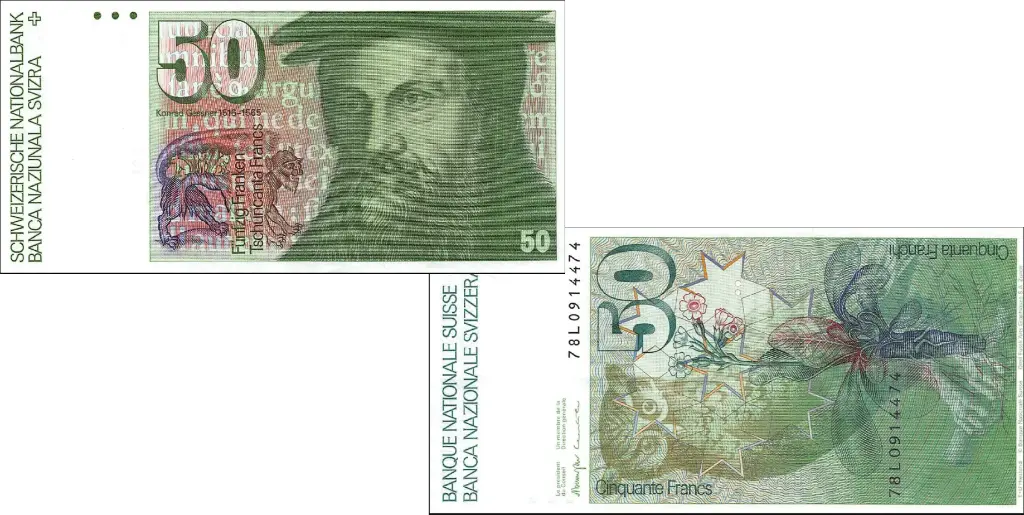 50 Franken Banknote Schweiz, 6. Emission (1978-1992)