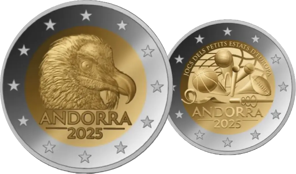 2025, 2 Euro, Der Bartgeier, Andorra