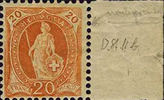 20 Rp. rötlichorange, "Benzinger-Platte" 