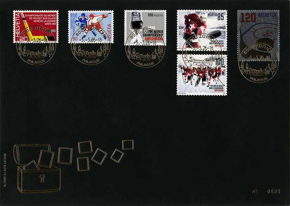 2026, schwarzer Sonderbeleg "Eishockey-Weltmeisterschaft"