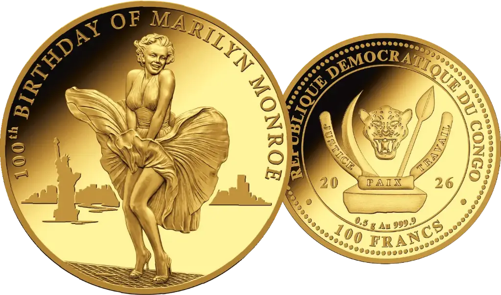 2026, 100 CFA, 100th Birthday Marilyn Monroe, Kongo