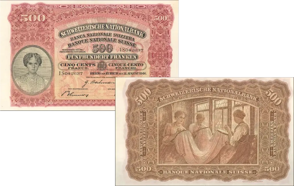 500 Franken Banknote Schweiz, 2. Emission (1939)