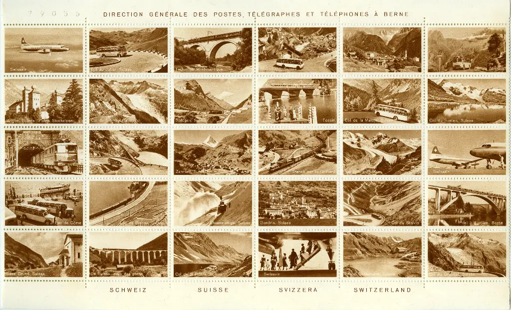 1952-1958, Versuchsdrucke Schweizer Landschaften und Verkehr 