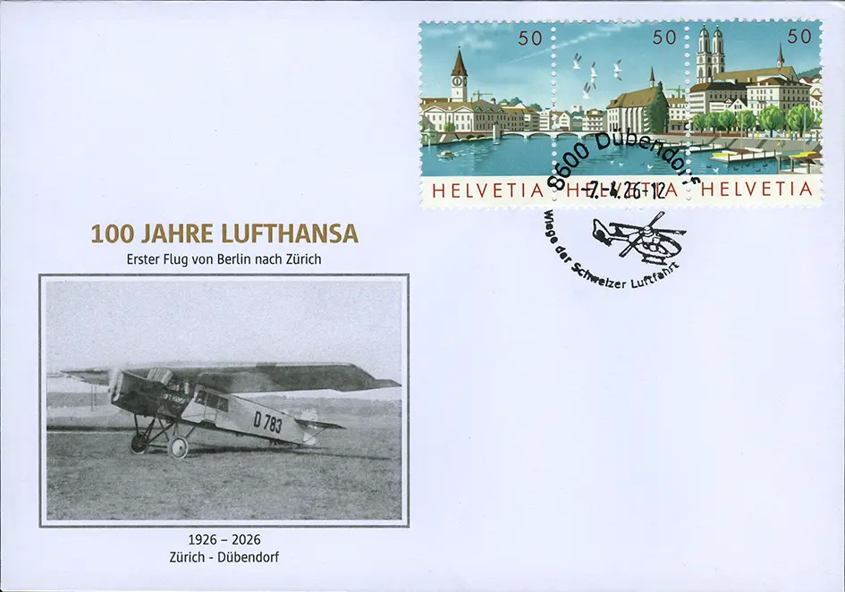 2026, 100 Jahre Lufthansa - Erstflug von Berlin nach Zürich