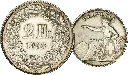 1850, 2 Fr. Silber-Kursmünze Sitzende Helvetia