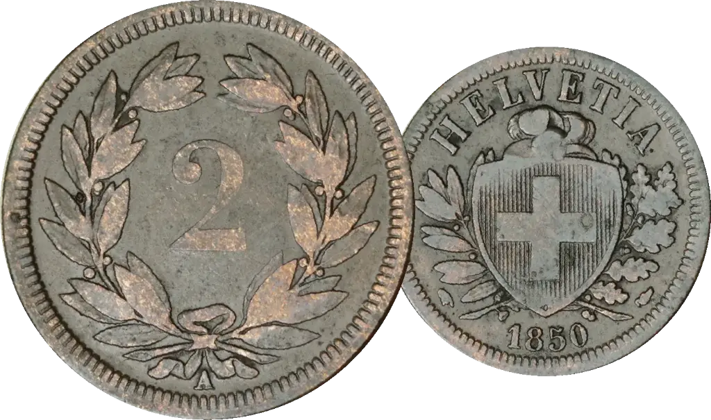 1850, 2 Rp. Kursmünze