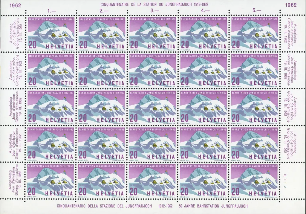 20 Rp. Jungfraujoch Originalbogen    