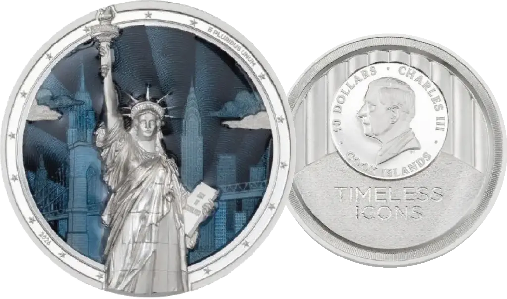 2026, 10 Dollars, Statue of Liberty - Timeless Icons, Cook Islands