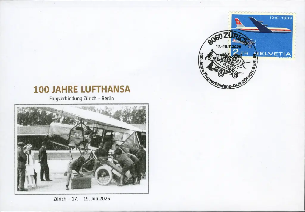 2026, 100 Jahre Lufthansa - Flugverbindung Zürich - Berlin
