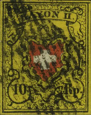 10 Rp. schwarz-rot-gelb, Type 33, Stein B1 (RU) 