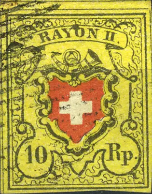 10 Rp. schwarz-rot-gelb, Type 2, Stein D (RU) 