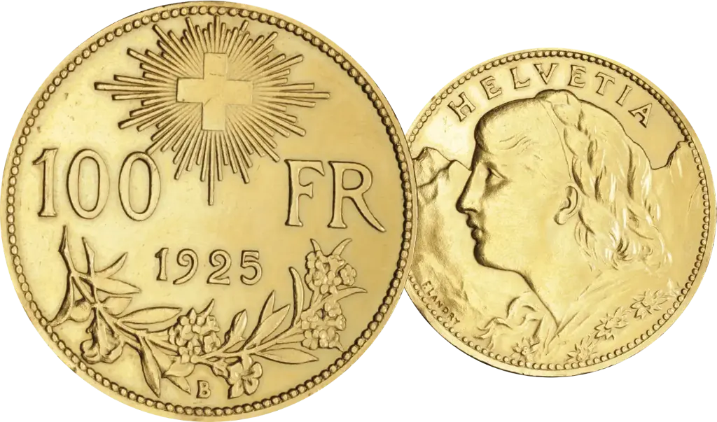 1925, 100 Fr. Gold-Vreneli