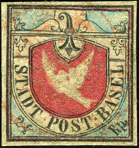 1845, Basler Taube, schwarz-blau-karmin
