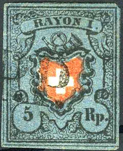 5 Rp. schwarz-rot-dunkelblau