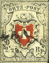 Ortspost, Type 20, schwarzes PP, kleine Mängel, gut präsentierend
