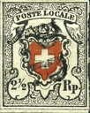 2  1/2 Rp. tiefschwarz, Type 35, mit Bogenrand