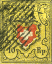 Type 14, Stein D (LU), schwarze eidg. Raute, sauber und sehr farbenfrisch, allseitig voll- bis breitrandig, in einwandfreier Erhaltung.
