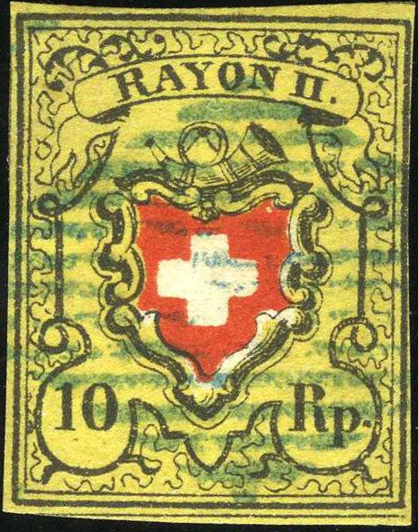 10 Rp. schwarz-rot-gelb, Type 22, Stein D (RO)