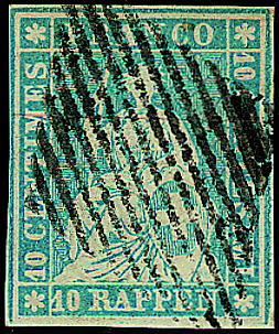 10 Rp. hellgrünlichblau, Berner Druck, 2. Druckperiode