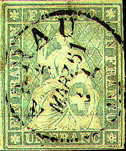 1 Fr. grau , Berner Druck, 2. Druckperiode