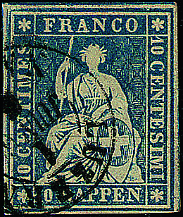 10 Rp. blau, Berner Druck, 4. Druckperiode