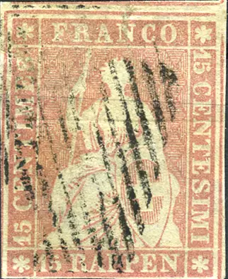 15 Rp. bräunlichrot (hell), Münchner Druck, 1. Druckperiode