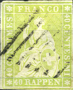 40 Rp. gelboliv, Münchner Druck, 1. Druckperiode