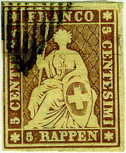 5 Rp. braun, Berner Druck, 2. Druckperiode