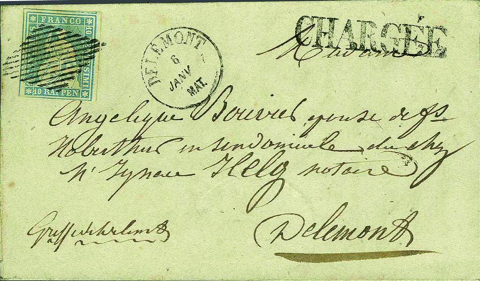 10 Rp. hellgrünlichblau, Berner Druck, 2. Druckperiode