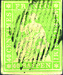 40 Rp. grünlicholiv, Berner Druck, 2. Druckperiode