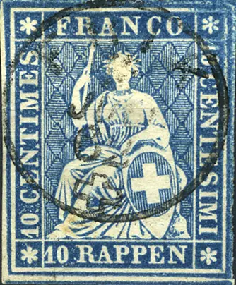 10 Rp. blau, Berner Druck, 4. Druckperiode