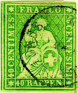 40 Rp. olivgrün, Berner Druck, 4. Druckperiode