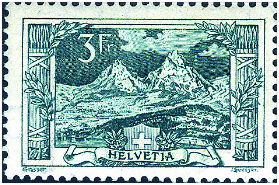 3 Fr. Mythen blaugrün