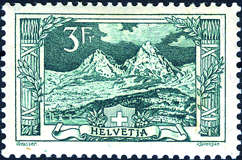 3 Fr. Mythen blaugrün
