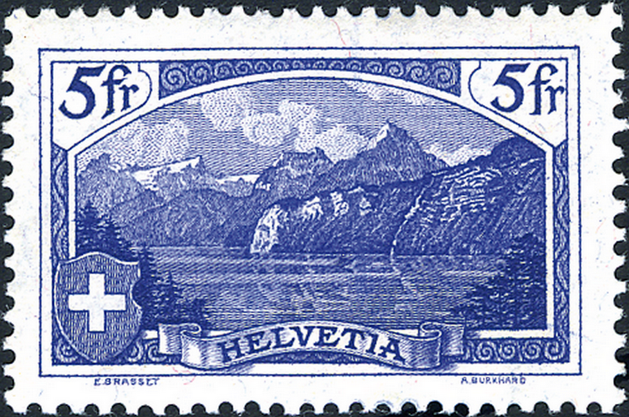 5 Fr. Rütli, ultramarin, matter Gummi