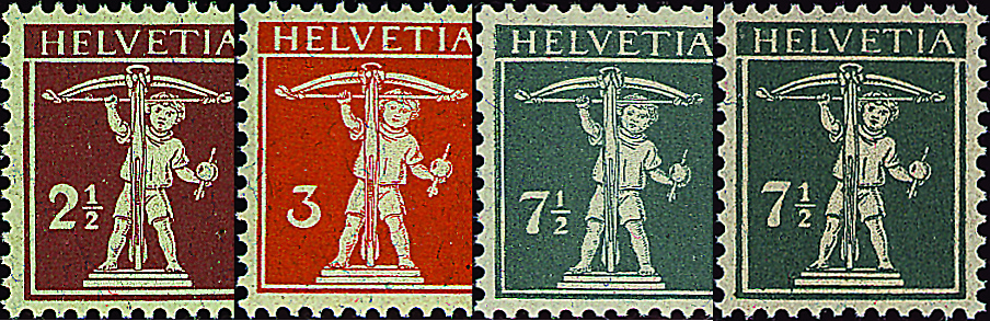 2 1-2 Rp. bräunlichlila u. 7 1-2 Rp. grau, Type 2 + 3