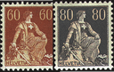 60 Rp. braunorange-gelb u. 80 Rp. grau-hellorange