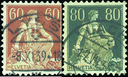 60 Rp. braunorange-gelb u. 80 Rp. grau-hellorange