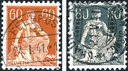 60 Rp. braunorange-gelb u. 80 Rp. grau-hellorange